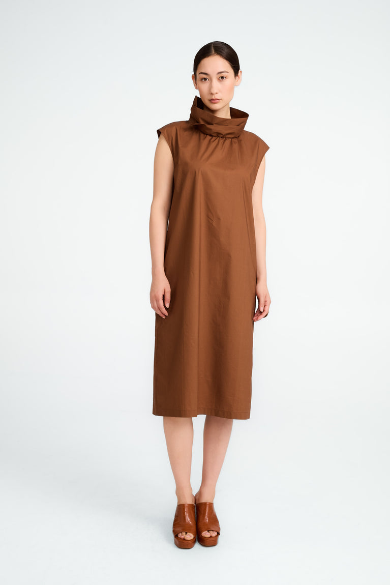 Dress poplin cotton blend | Brown