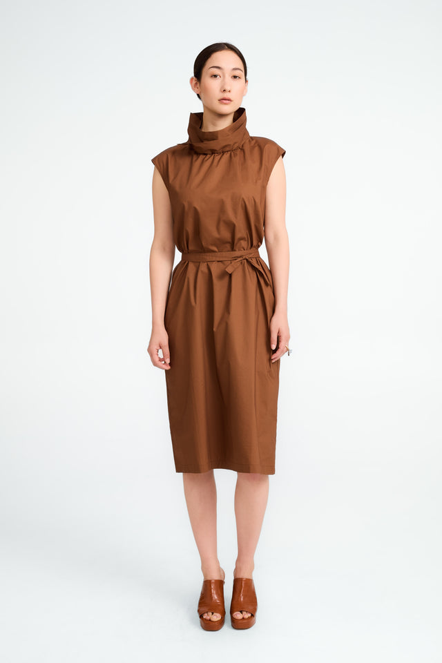 Dress poplin cotton blend | Brown