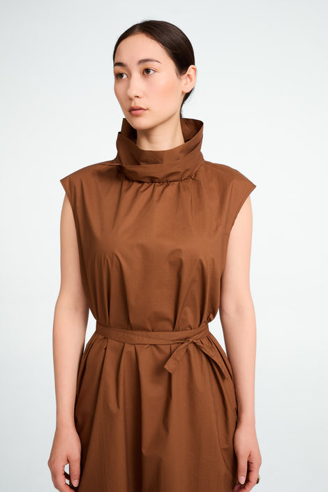 Dress poplin cotton blend | Brown