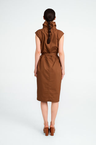 Dress poplin cotton blend | Brown