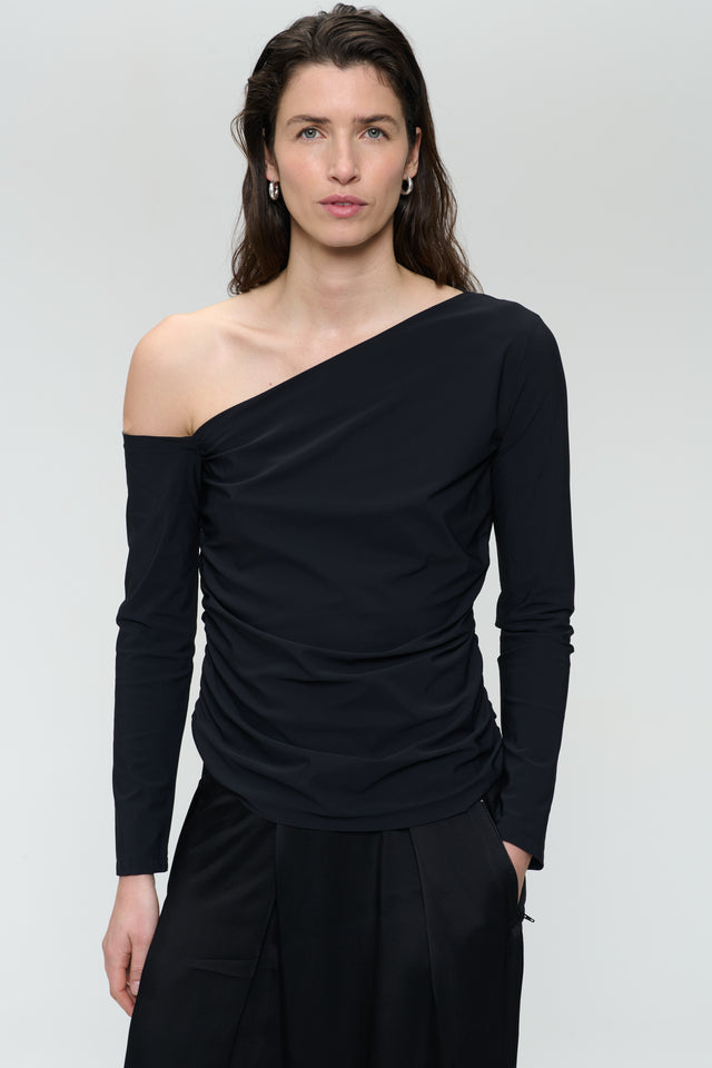 Lidia strech technical jersey top | Black