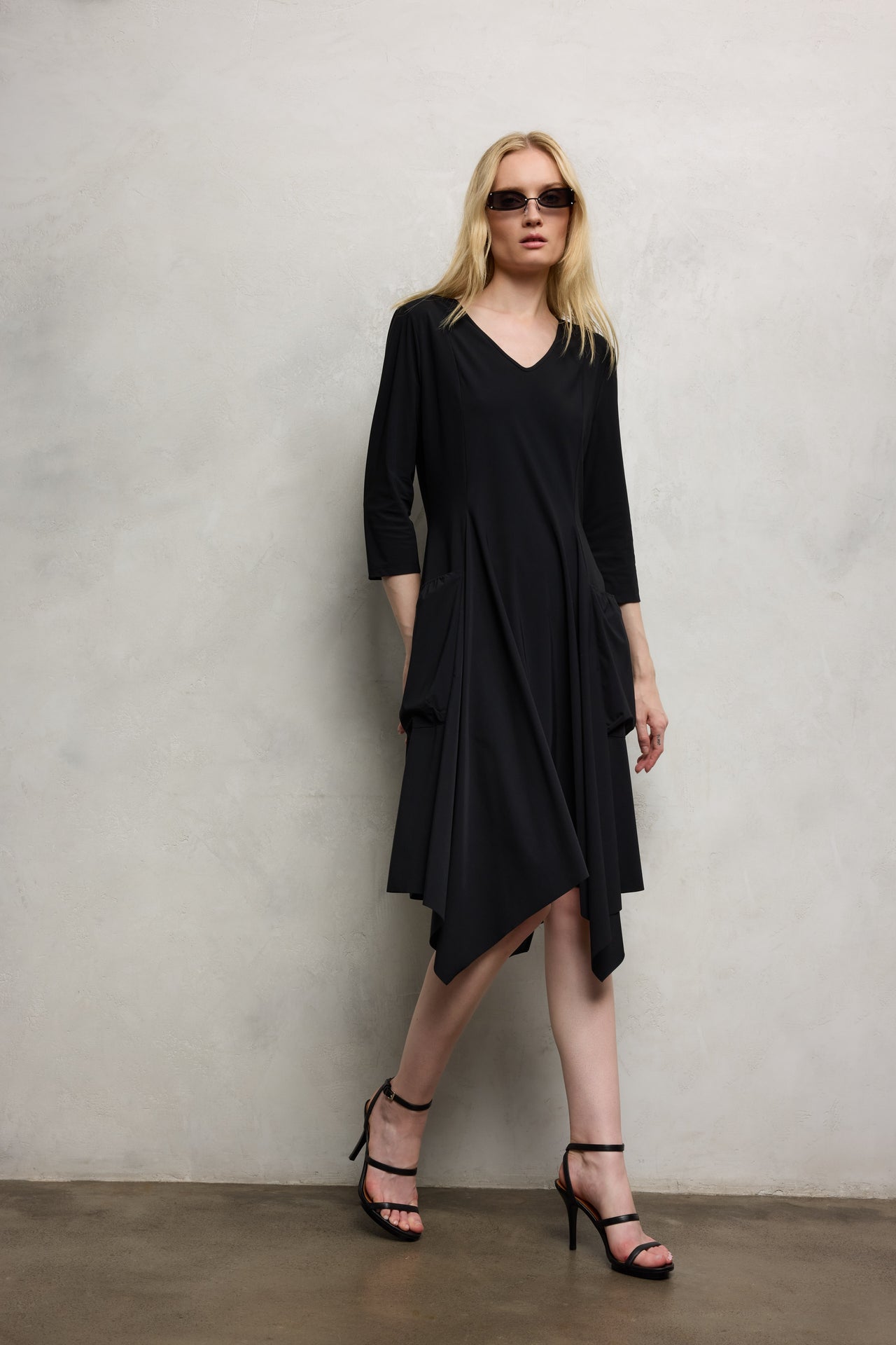 Caro LS strech technical jersey dress | Black