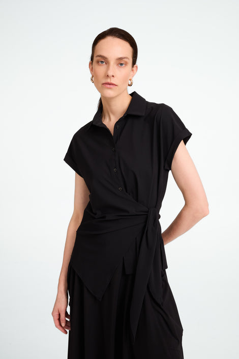 Aston strech technical jersey blouse | Black