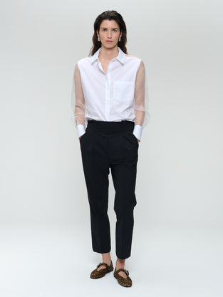 Santos poplin organza blouse | White