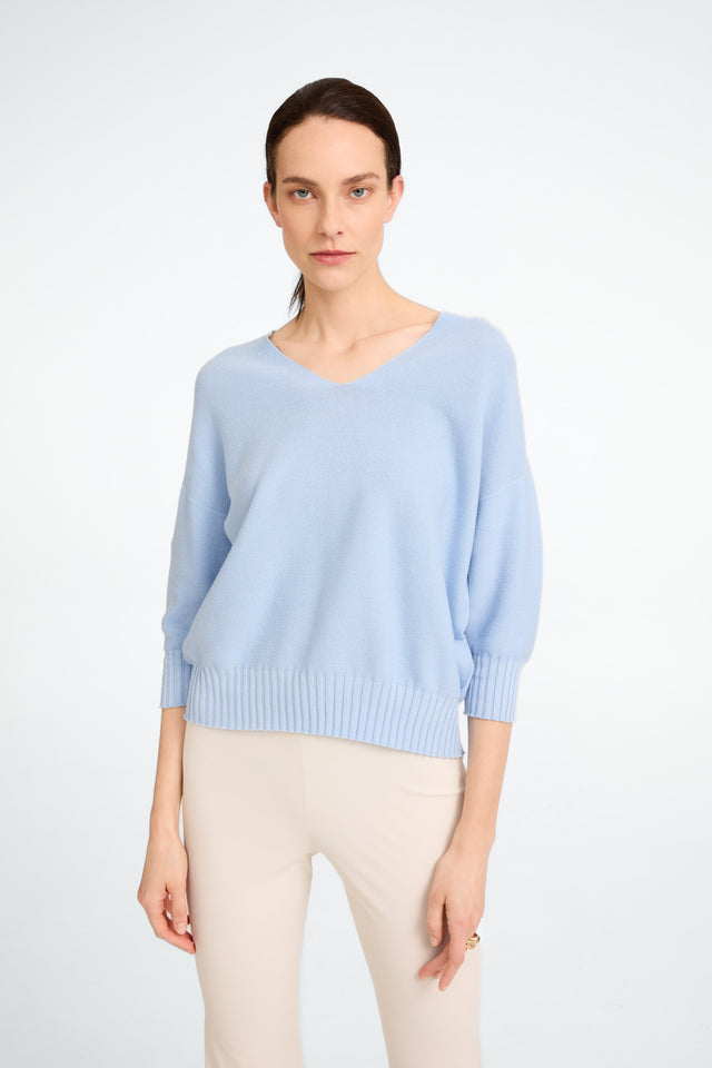 Seamless cotton pullover 317 | Azzurro