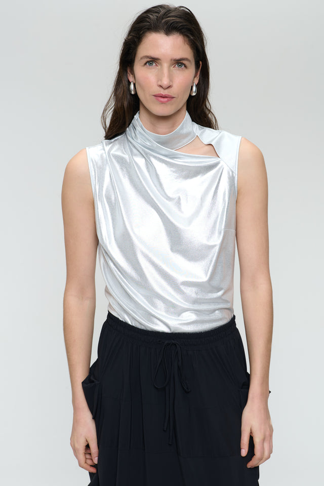 Naomi silver shine foil top | Silver