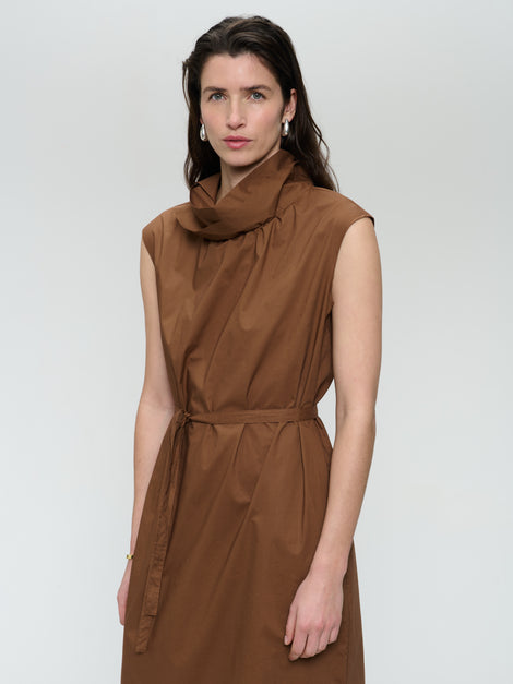 Dress poplin cotton blend | Brown