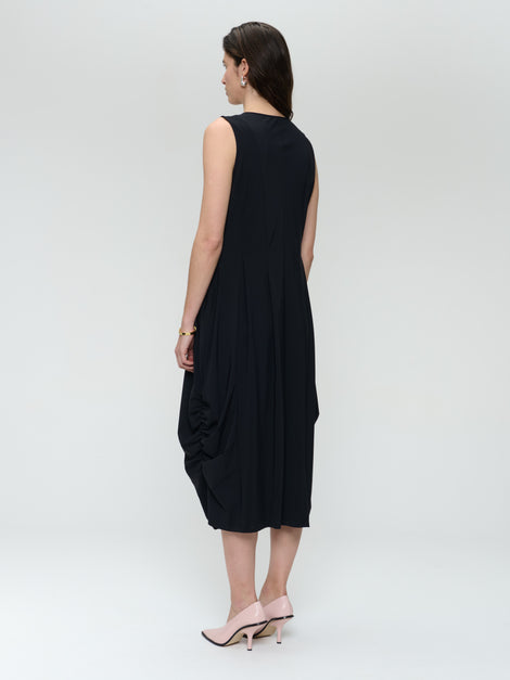 Ria WS strech technical jersey dress | Black