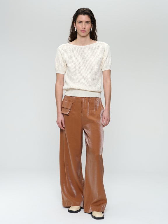 CharlyN shiny viscose pants | Brown