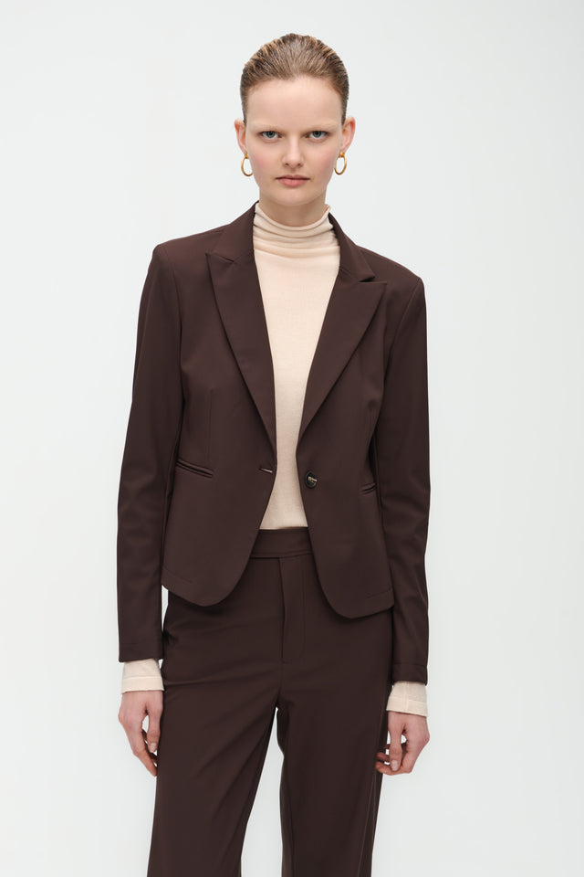 Elvira Blazer Technical Jersey | Dark Brown