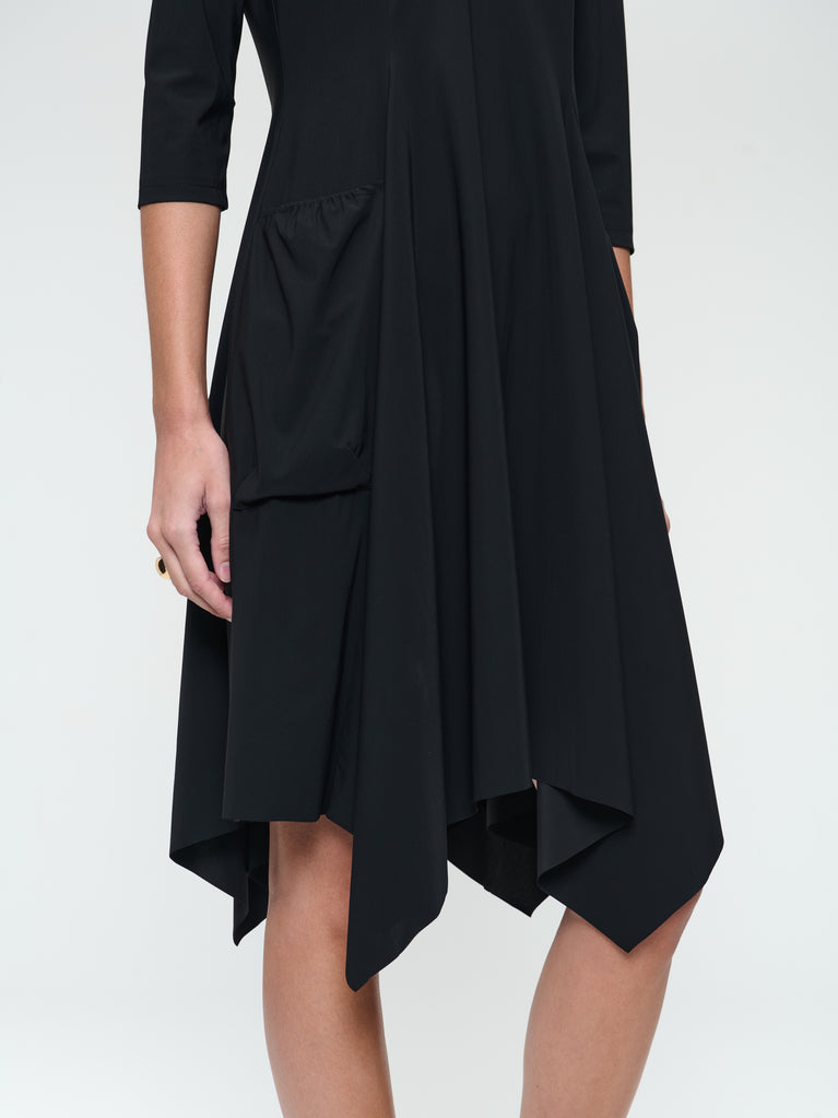 Caro LS strech technical jersey dress | Black