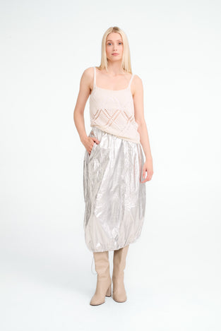 Maud silver shine foil skirt | Silver