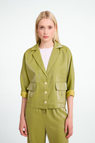 Luciana shiny viscose blazer | Lime