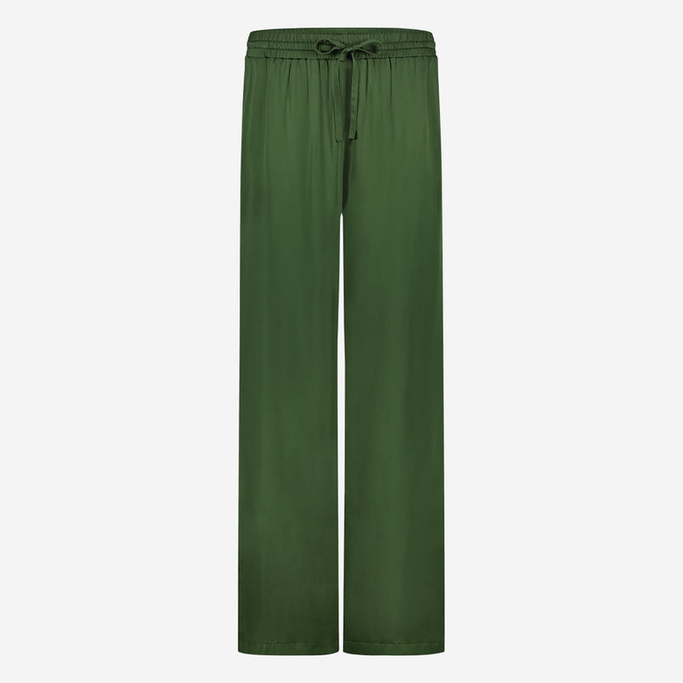 Simone saten viscose pants | Oliva Green