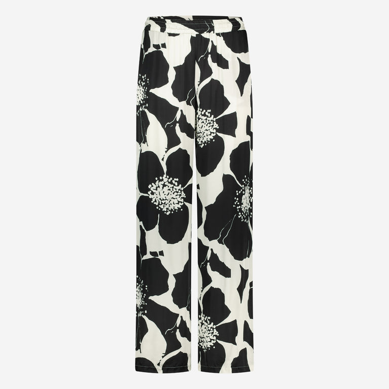 Simone printed shiny viscose pants | Black