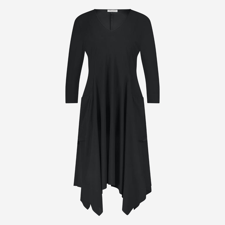 Caro LS strech technical jersey dress | Black