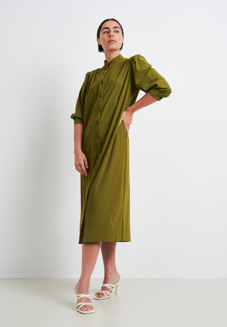 Steffi Dress Long Technical Jersey | Oliva green